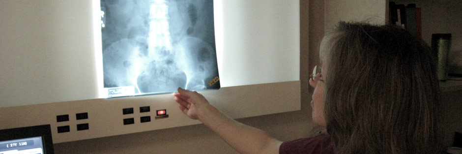 Inspecting patient x-rays at Yakima Urology